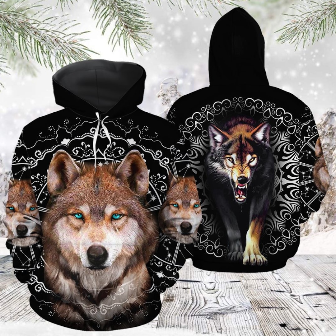 Unisex Awesome Wolf Sweatshirt Hoodie, Wolf Hoodie, Wolf Sweatshirt