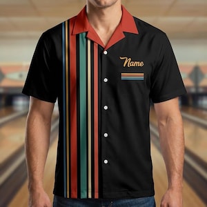 Custom Retro Bowling Jersey Shirt Gift, Personalized Team Player Uniform, Vintage Style Hawaiian Shirt Gift