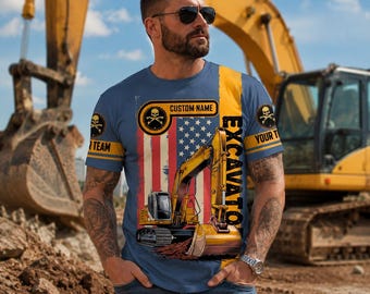Camiseta personalizada para operador de excavadora, camiseta de construcción con nombre personalizado, camiseta para maquinaria pesada, regalo para excavadoras para hombres