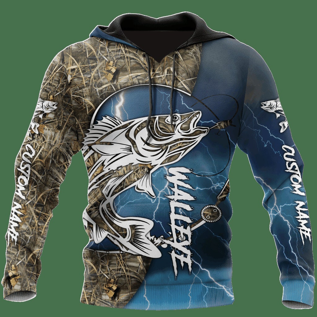 Personalized Unisex Novelty Hoodies Walleye Fishing Pullover , Walleye Fishing Hoodies