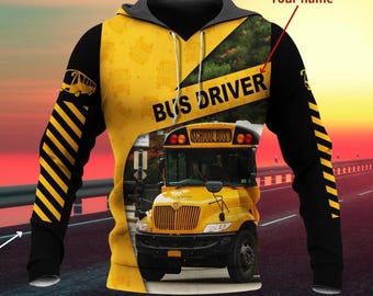 Personalized Name School Bus Hoodie, School Bus Driver School Bus With Yellow – Hoodie, Bus Driver Lover Gift