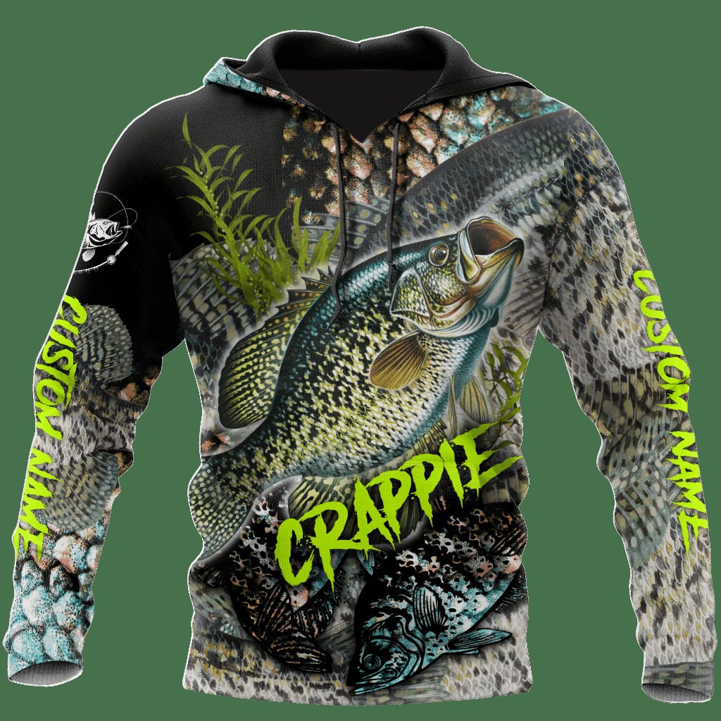 Personalized Unisex Novelty Hoodie Crappie Fishing Pullover , Crappie Fishing Hoodies