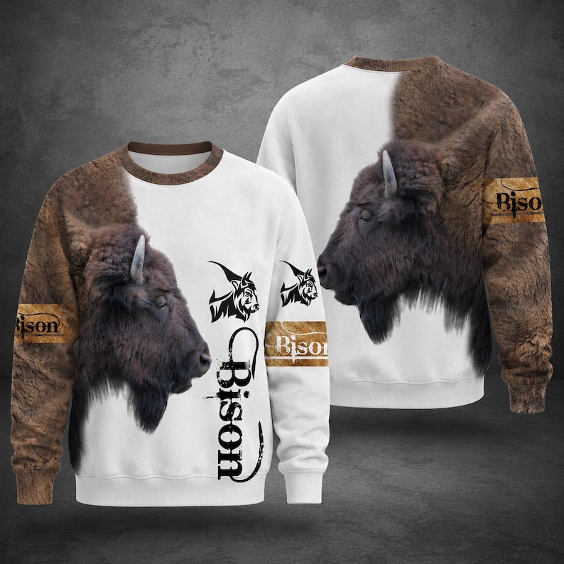 Bison Shirt, Buffalo T-Shirt, Bison Sweatshirt, Wildlife Hoodie, American Buffalo Shirt, Western Animal Gift, Bison Lover Gift, Unisex Top image 5