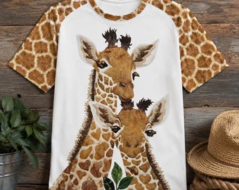Giraffe Hoodie Sweatshirt T Shirt, Giraffe Mom and Baby Shirt, Cute Safari Animal Gift, Giraffe Lover Gift, Wildlife African Animal Top