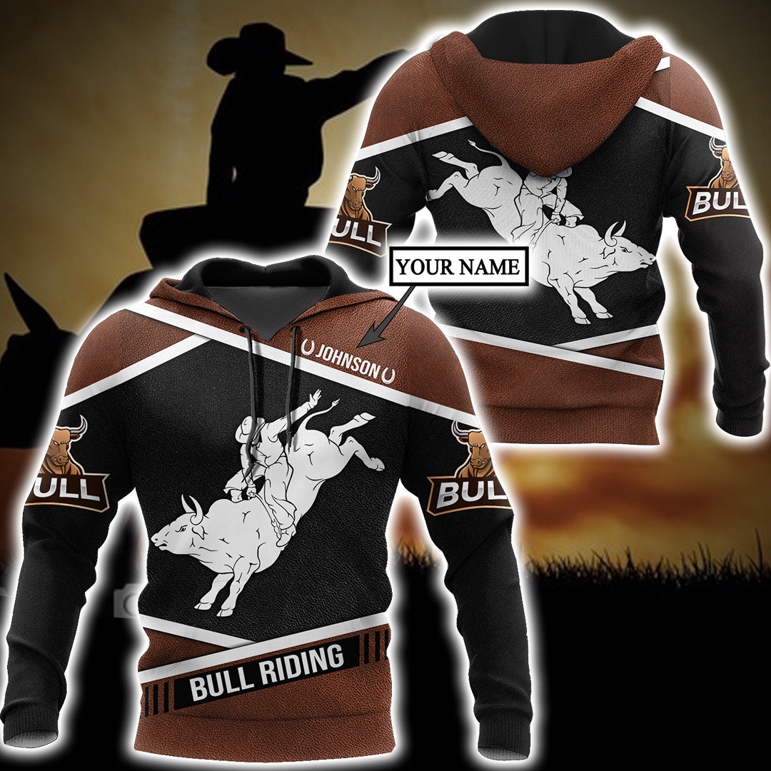 Personalized Unisex Novelty Hoodies Bull Riding Pullover , Bull Riding Hoodies