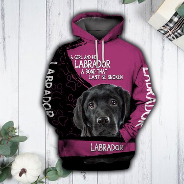 Unisex Pink Labrador Sweatshirt Hoodie, Cute Labrador Hoodie, Labrador Pullover, Pink Labrador Sweatshirt, Awesome Labrador Lover Sweater