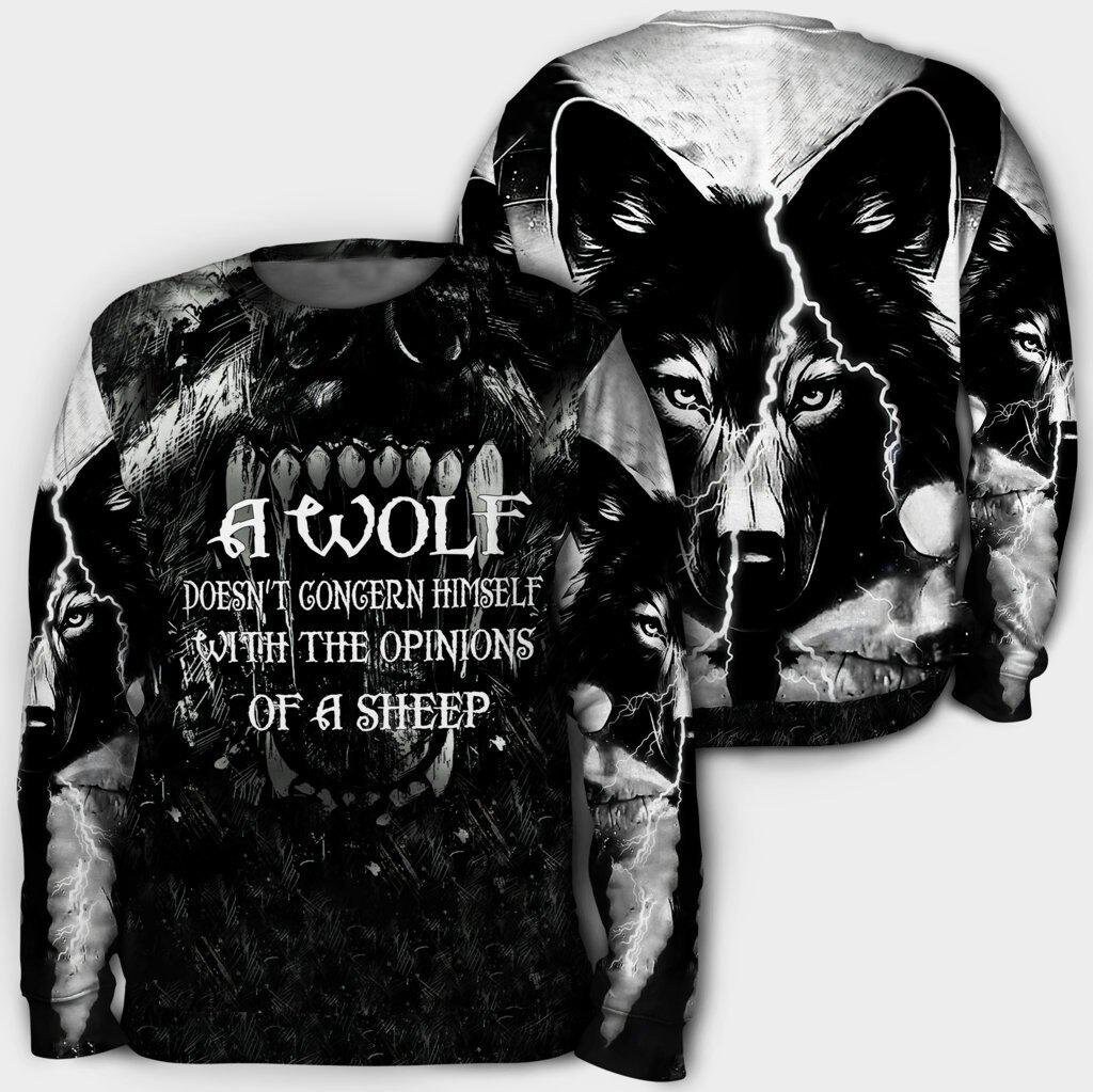 Unisex Wolf With The Opinions Of A Sheep Hoodie, Animal Gift, Wolf Gift