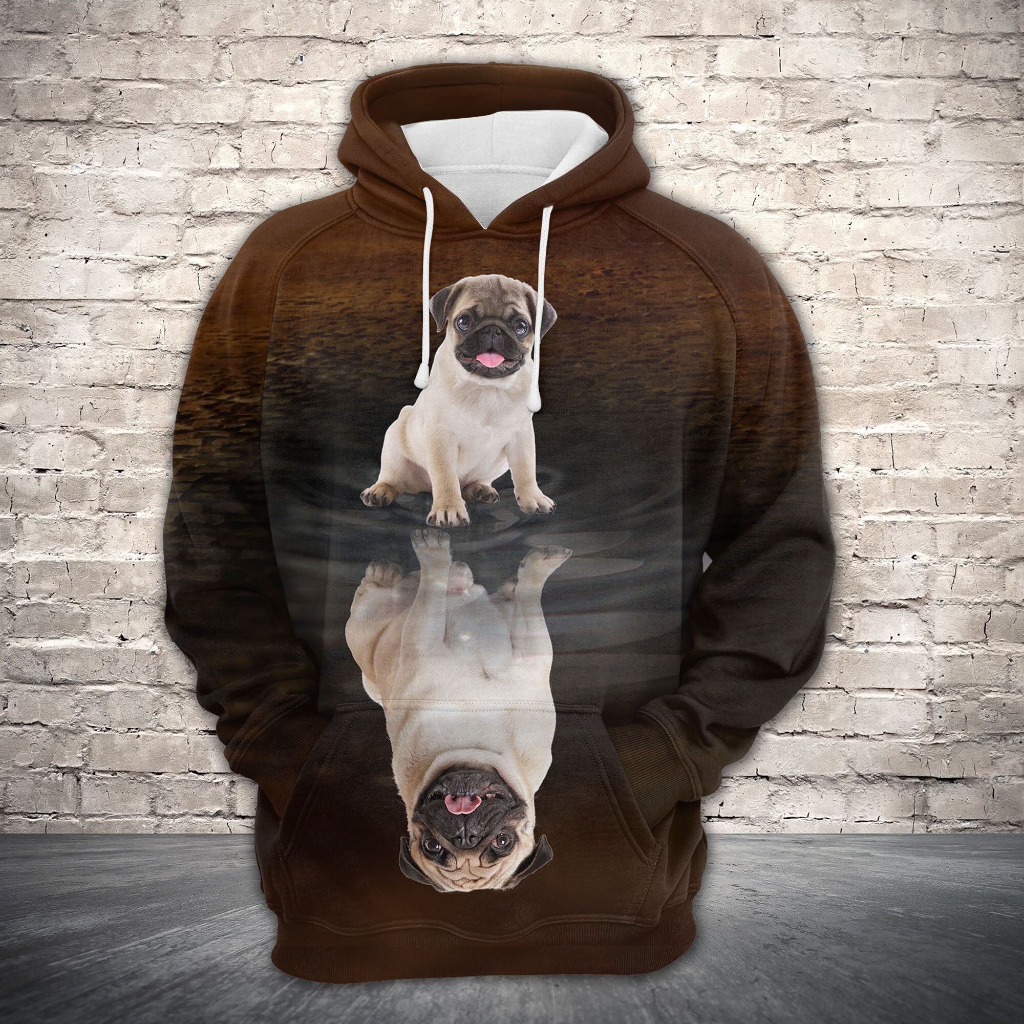 Unisex Cute Pug Reflection Sweatshirt , Pug Lover Hoodie, Dog Lover Hoodie, Dog Sweatshirt, Dog Gift