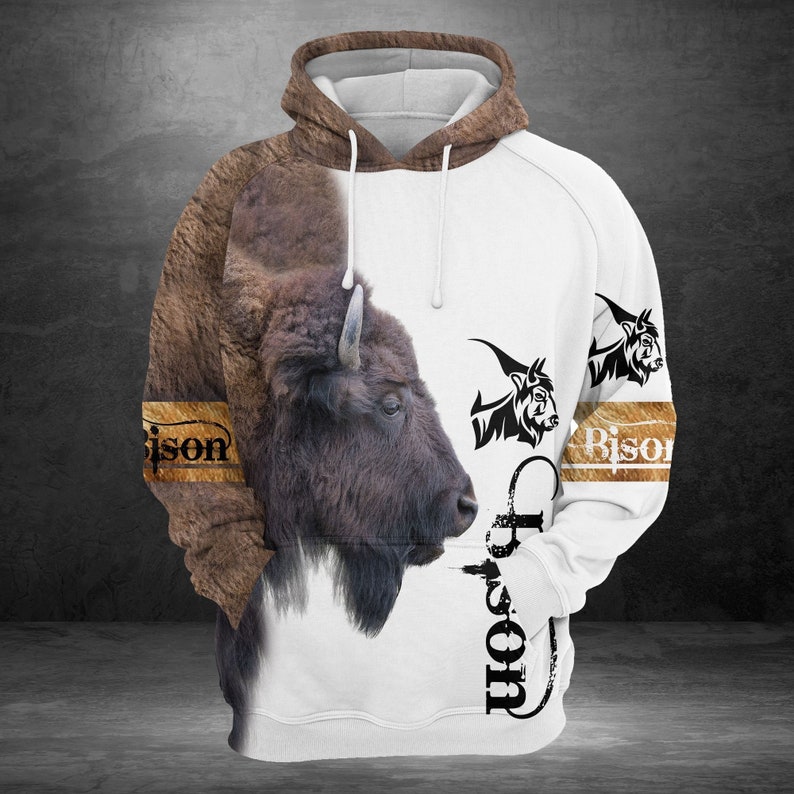 Bison Shirt, Buffalo T-Shirt, Bison Sweatshirt, Wildlife Hoodie, American Buffalo Shirt, Western Animal Gift, Bison Lover Gift, Unisex Top image 1