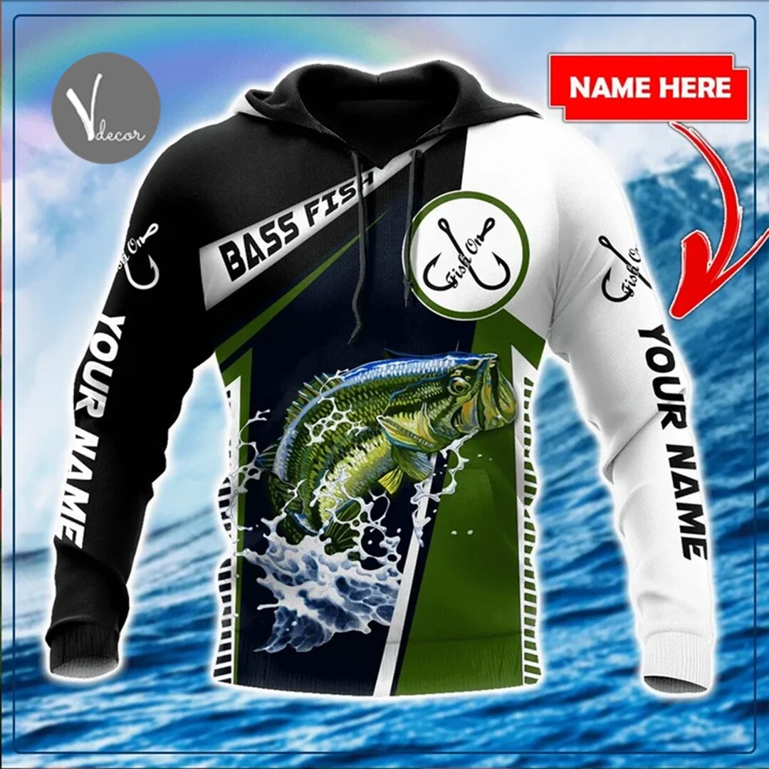 Personalized Bass Fishing Pullover Hoodie, Custom Fishing Lover Hoodie