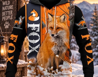 Fox Hoodie, Red Fox Shirt, Wildlife Sweatshirt, Fox Lover T-Shirt, Woodland Animal Hoodie, Nature Lover Gift for Men Women
