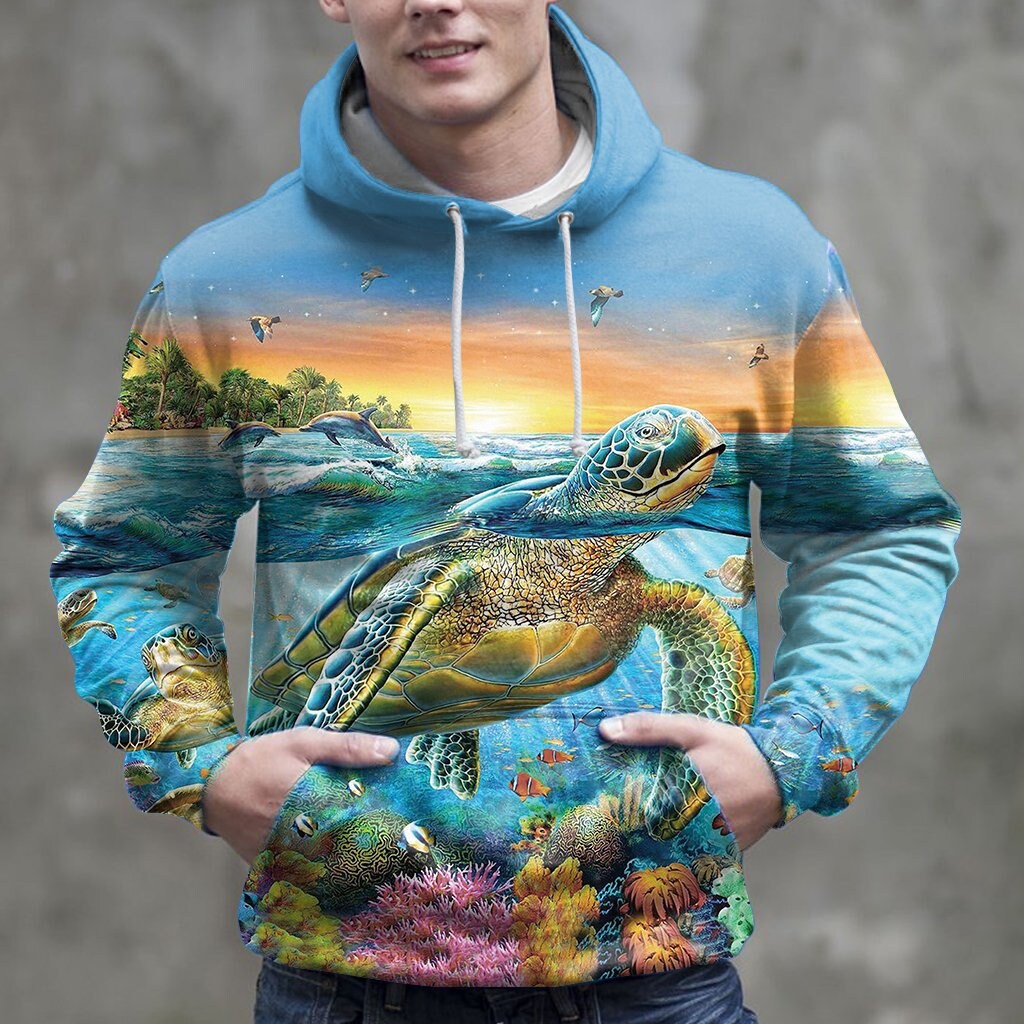 Unisex Sea Turtle Hoodie, Turtle Hoodie, Animal Hoodie, Animal Lover Gift