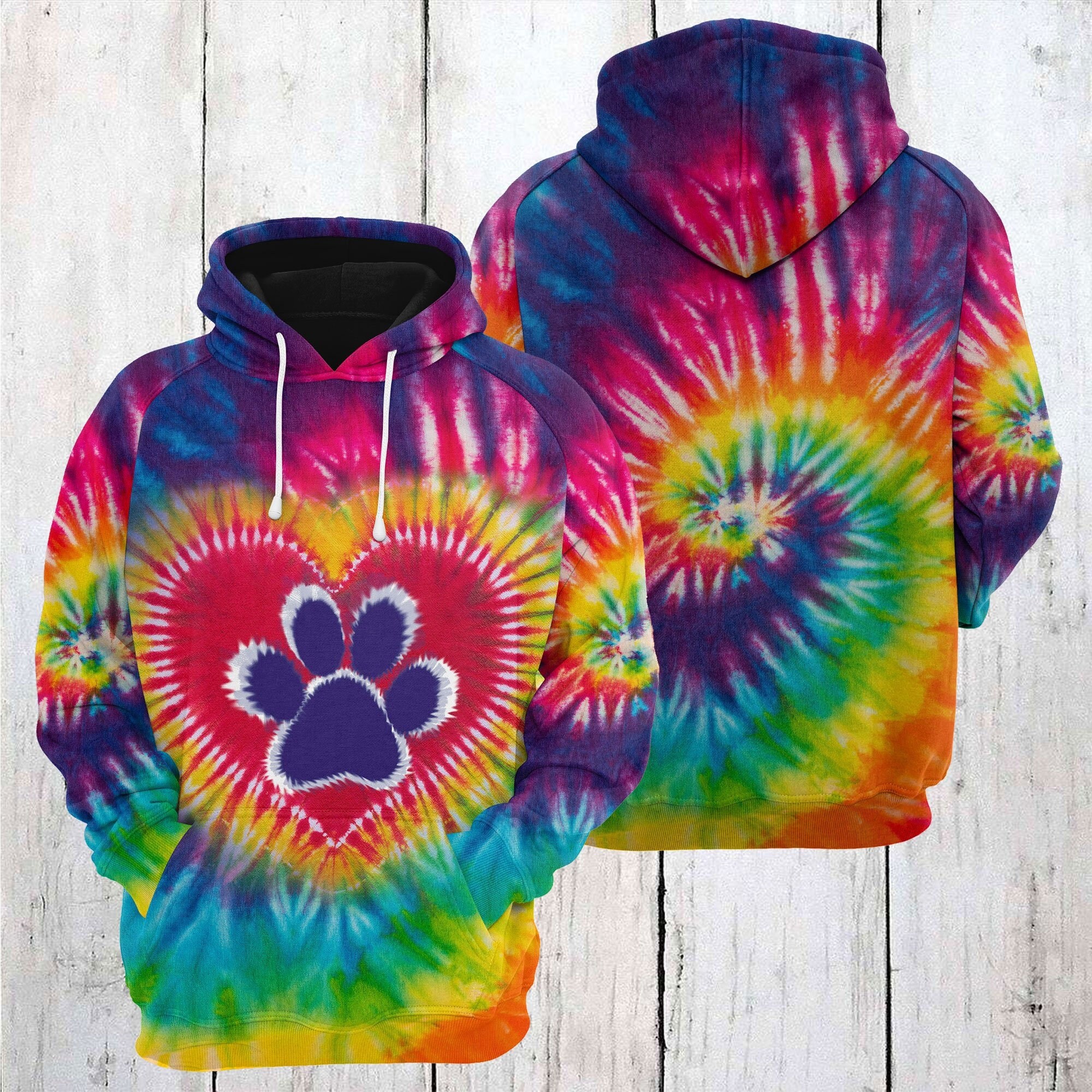 Unisex Tie Dye Dog Paw Hoodie, Dog Paw Hoodie, Dog Lover Hoodie