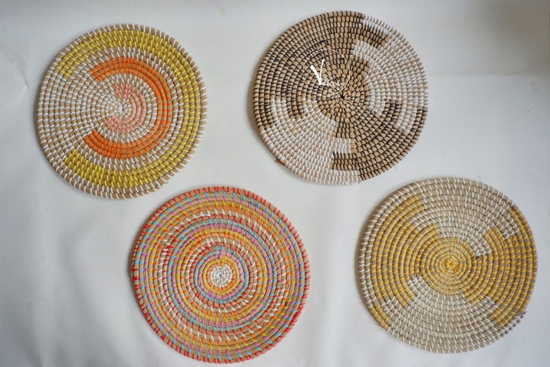 Bright Round Sea grass Placemats Multi Colour Woven Etsy