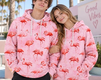 Pink Flamingo Shirt, Tropical Flamingo Hoodie, Flamingo Sweatshirt, Summer Beach T-Shirt, Pink Bird Lover Gift, Vacation Outfit for Women