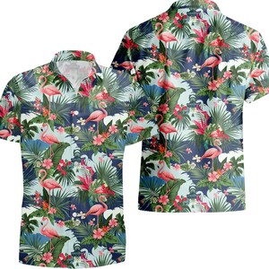 Flamingo Hawaiian Shirt, Tropical Beach Vacation Outfit, Men’s Aloha Shirt and Shorts, Summer Resort Wear Gift for Him image 4