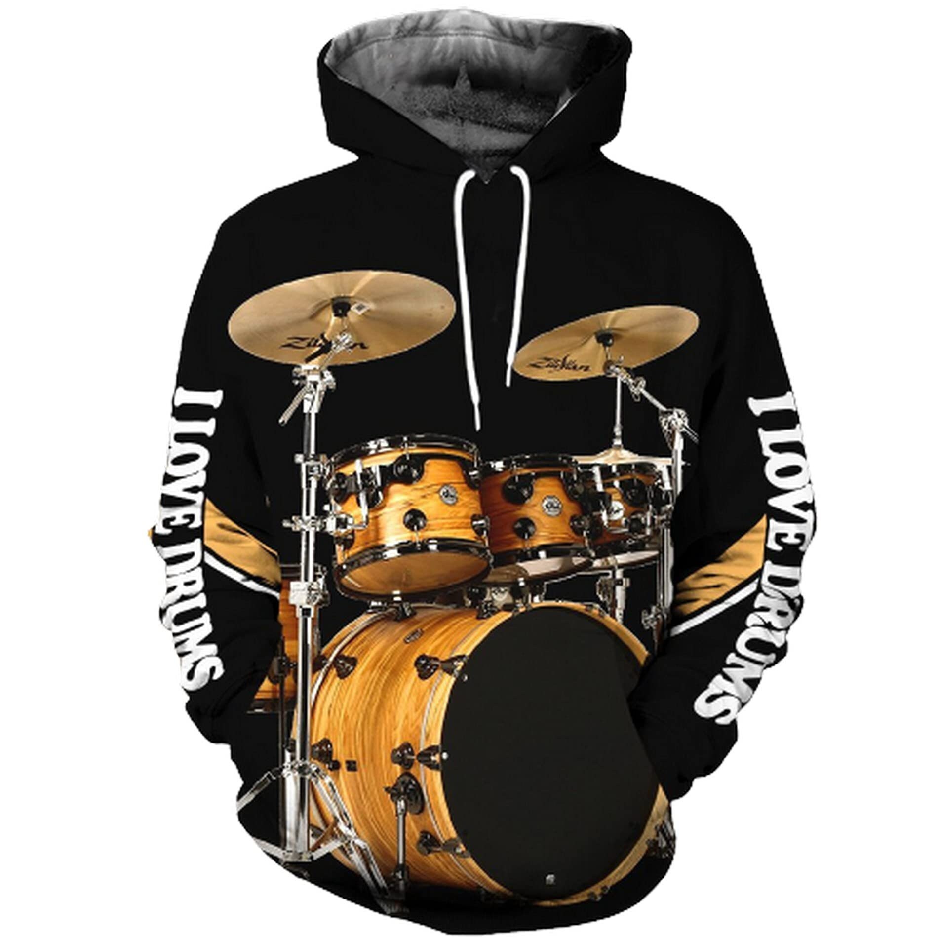 Unisex Novelty Hoodies Drum Music Pullover Sweatshirt, Drum Music Hoodies with Front Pocket Gifts For Men And Women,Chrismas,Birthday
