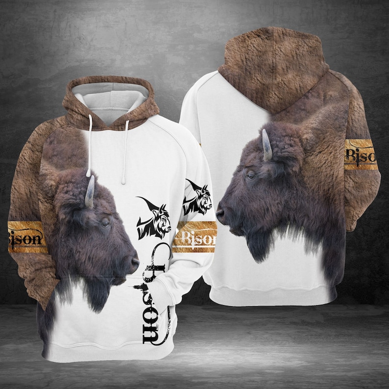 Bison Shirt, Buffalo T-Shirt, Bison Sweatshirt, Wildlife Hoodie, American Buffalo Shirt, Western Animal Gift, Bison Lover Gift, Unisex Top image 3