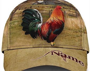 Personalized Rooster Baseball Cap, Custom Adjustable 3D Printed Rooster Baseball Cap Snapback, Gifts For Rooster Lover, Rooster Lovers Caps