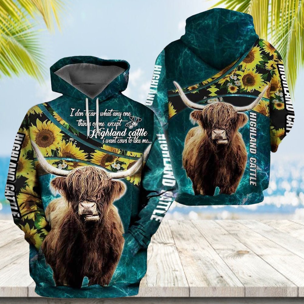 Highland Cattle And Sunflower Hoodie, Cow Hoodie, Cow Sunflower Hoodie, Sunflower Pullover, Animal Gift