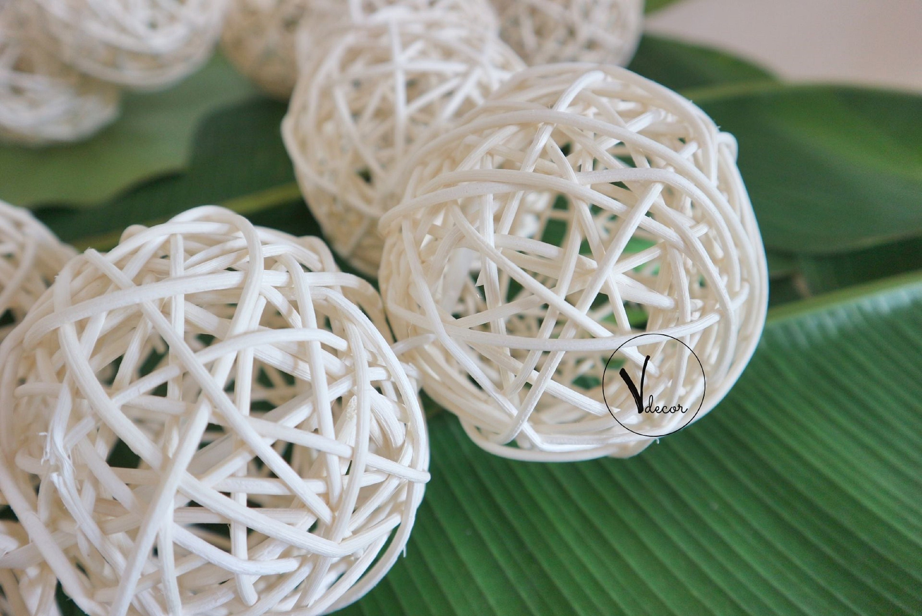 Set of 5 Rattan Decorative Balls Wicker Rattan Balls Bowl Etsy