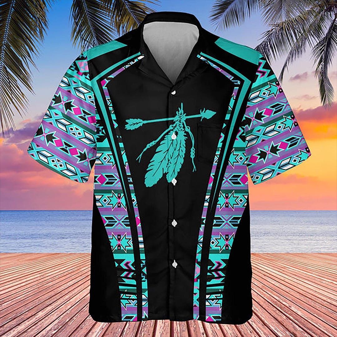 Native American Hawaiian Shirt, Wolf Pack Power Hawaiian Shirt, Native ...