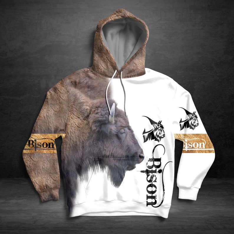 Bison Shirt, Buffalo T-Shirt, Bison Sweatshirt, Wildlife Hoodie, American Buffalo Shirt, Western Animal Gift, Bison Lover Gift, Unisex Top image 4
