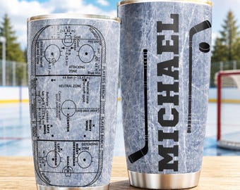 Personalized Hockey Tumbler, Custom Name Hockey Cup, Ice Hockey Player Gift, Hockey Coach Gift, Sports Tumbler, Hockey Team Gift