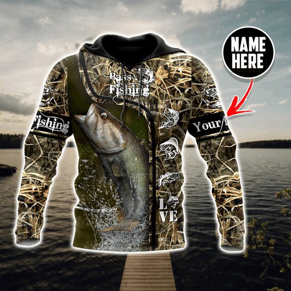 Personalized Unisex Novelty Hoodie Bass Fishing Pullover