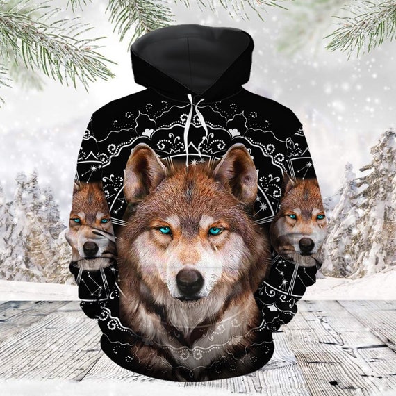 Men/Women Fashion 3D Wolf Printed Hoodie Cool Animal Pullover Top Shirt  Jacket