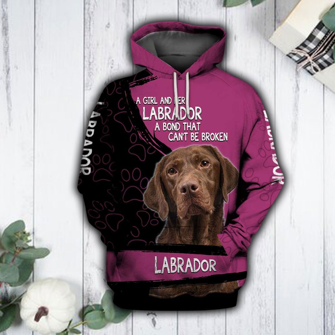 Unisex Pink Labrador Chocolate Sweatshirt Hoodie, Labrador Hoodie