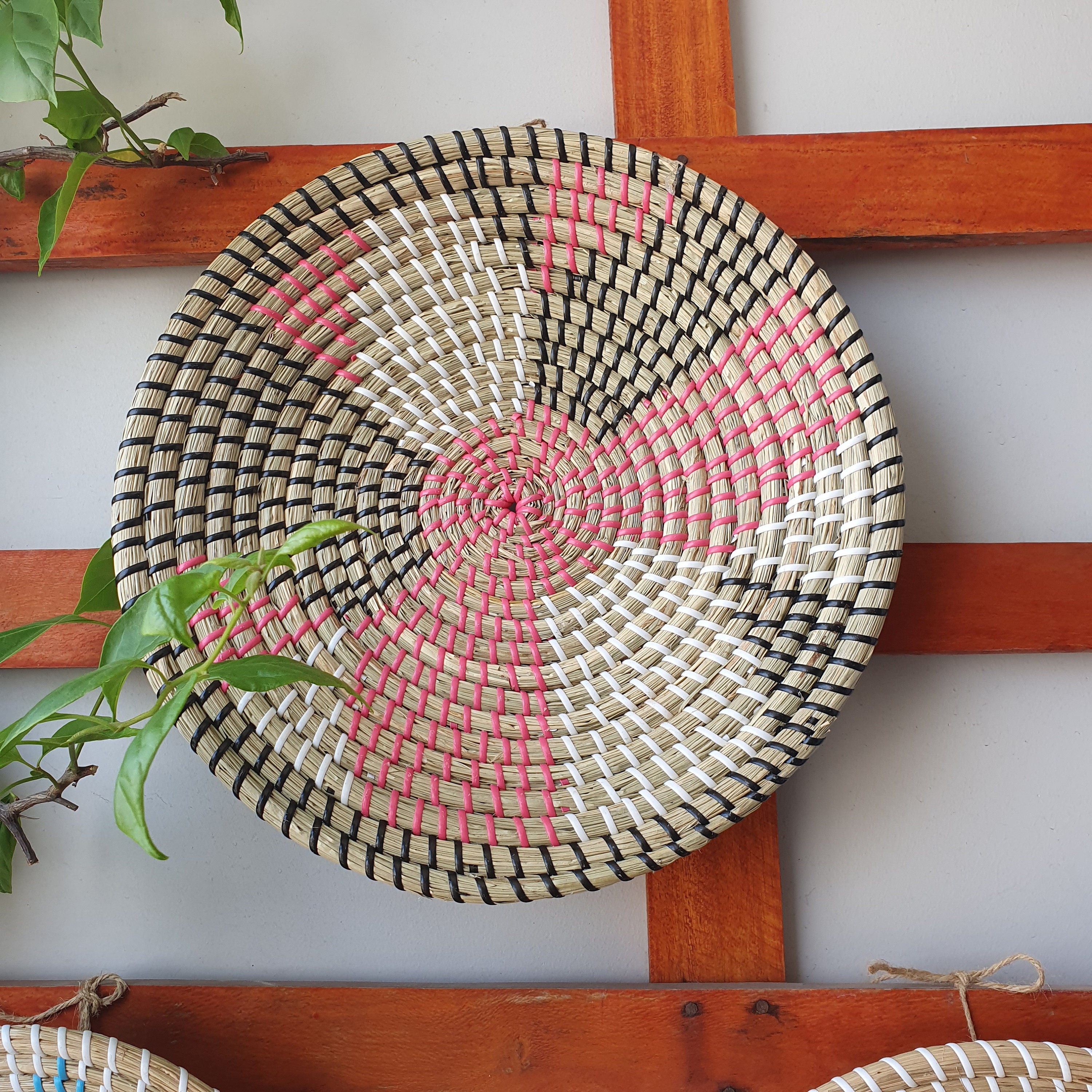 Rattan Decorative Wall Decor Plate Set Rattan Plate Hanging Etsy