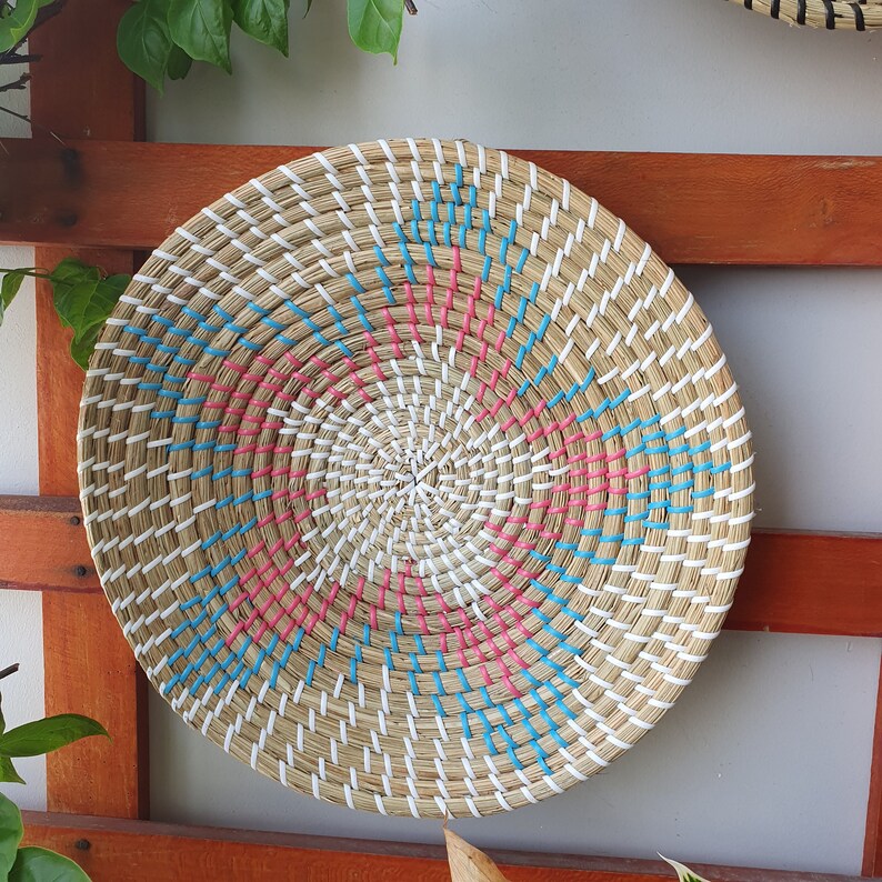 Rattan Decorative Wall Decor Plate Set Rattan Plate Hanging Etsy