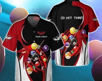 Personalized Billiard Hawaiian Shirt, Custom I&#39;d Hit That Short Sleeve Shirt, Billiard Hawaii Shirt, Billiard Lovers Gifts For Men, Women