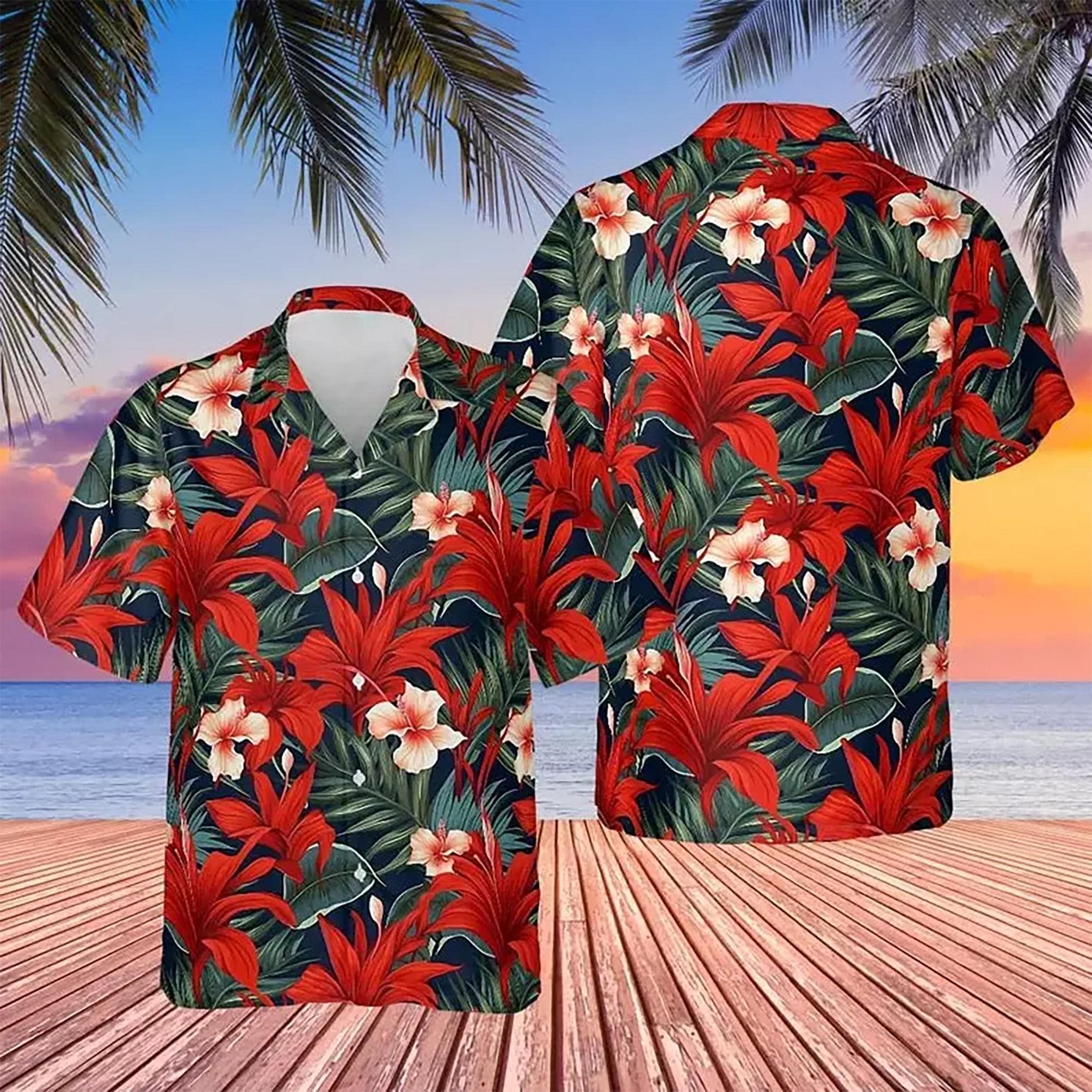 Camisa Hawaiana Hombre Estampado Bambú Tropical