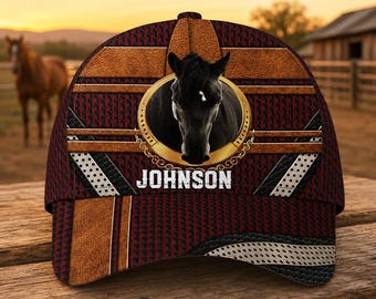 Personalisierte Baseballkappe mit Pferdemotiv, individueller Name, Reitmütze im Western-Ranch-Stil, verstellbar, Unisex, Geschenk für Pferdeliebhaber