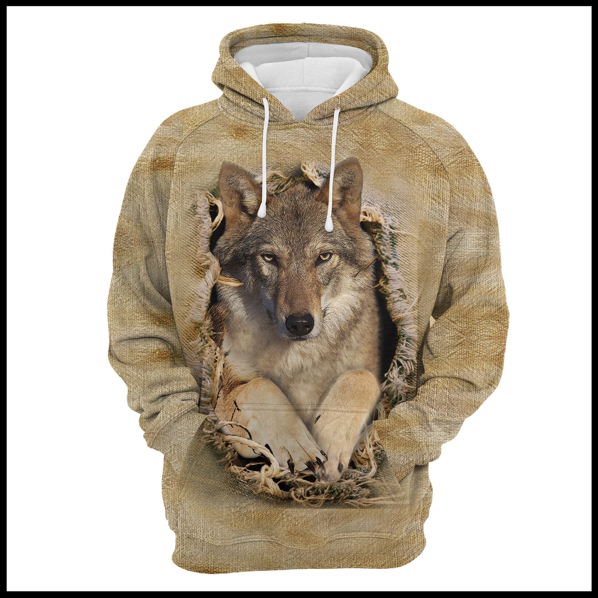 Unisex Wolf Scratch Hoodie, Animal Gift, Wolf Gift