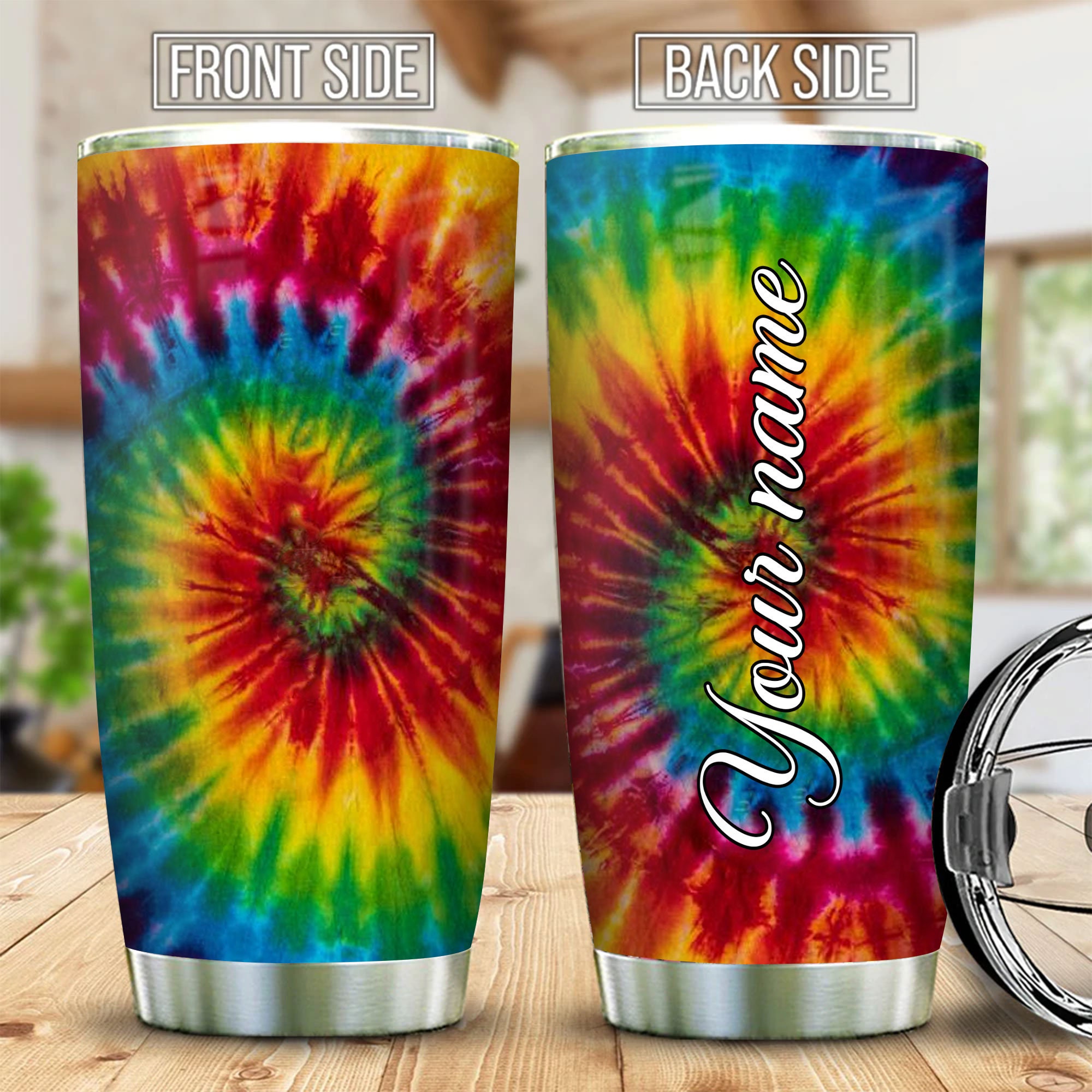 40oz Tie Dye Glitter Leopard Insulated Tumblers With Lids With