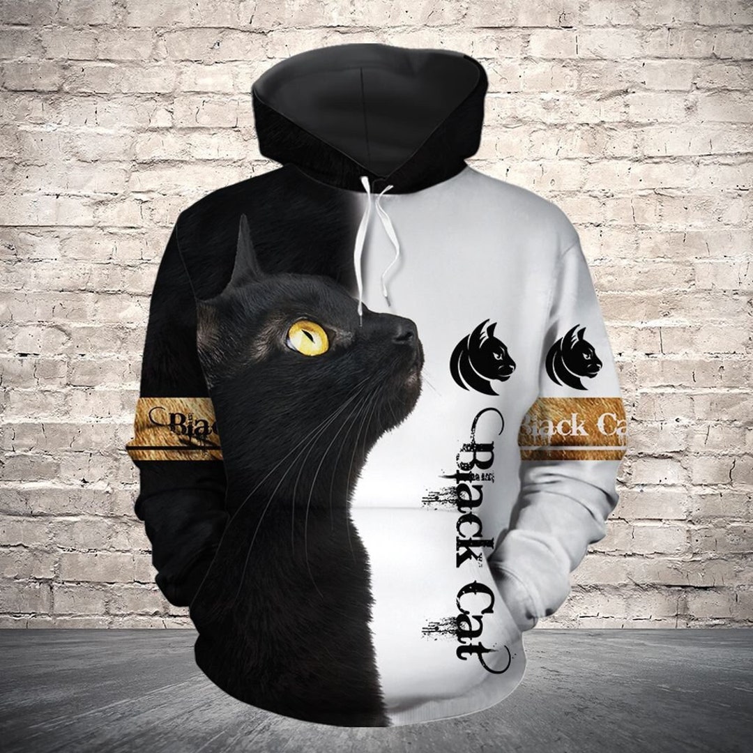 Unisex Novelty Black Cat Lover Hoodie Black Cat Sweatshirt Etsy