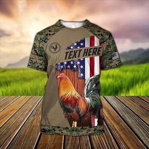 Personalized 3D Rooster T-shirt, Custom Name Rooster Short Sleeve Shirt, Gift For Rooster Lovers, Father&#39;s Day Gift, Rooster Shirt For Him