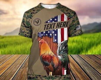Personalized 3D Rooster T-shirt, Custom Name Rooster Short Sleeve Shirt, Gift For Rooster Lovers, Father&#39;s Day Gift, Rooster Shirt For Him
