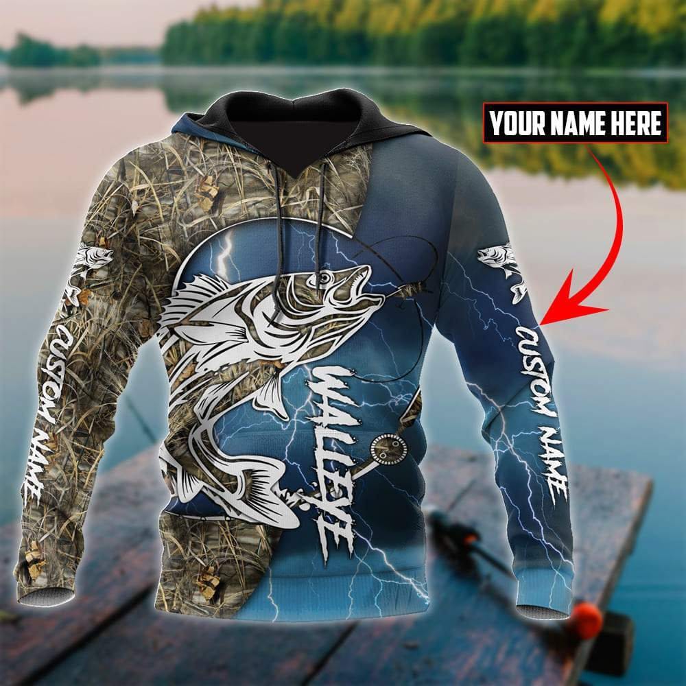 Personalized Unisex Novelty Hoodies Walleye Fishing Pullover Sweatshirt,  Walleye Fishing Hoodies With Front Pocket Gifts for Men and Women 