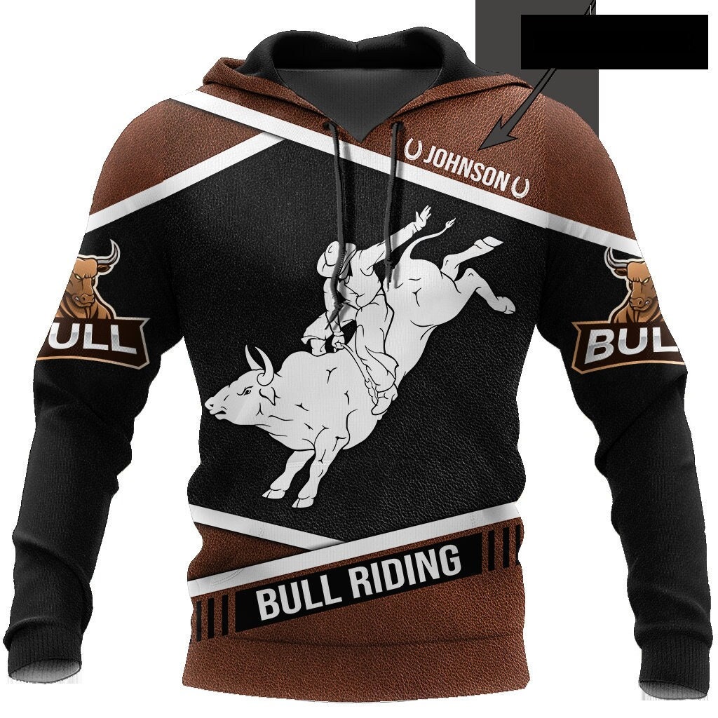 Personalized Unisex Novelty Hoodies Bull Riding Pullover , Bull Riding Hoodies