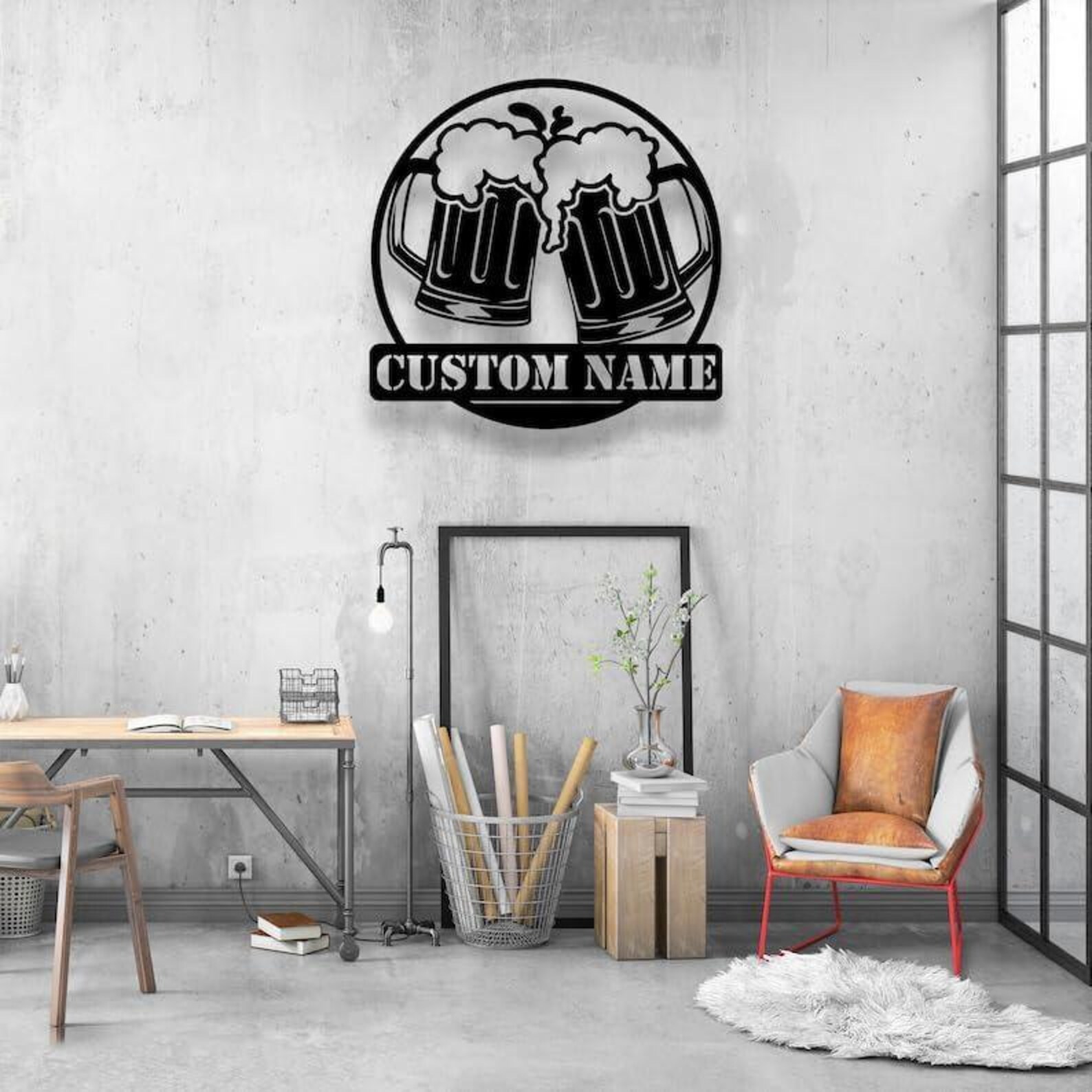 Custom Beer Mug LED Sign With Name, Personalized Bar Wall Light, Pub ...