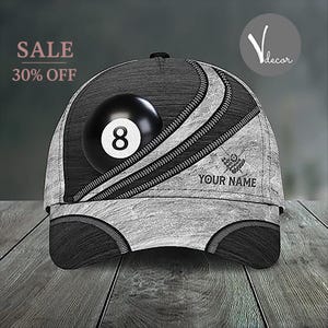 Personalized 8 Ball Billiards Hat with Custom Name, Cool Pool Player Cap, Gifts For Billiard  Lover, Billiard Players