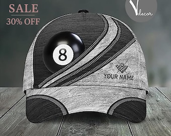 Personalized 8 Ball Billiards Hat with Custom Name, Cool Pool Player Cap, Gifts For Billiard  Lover, Billiard Players