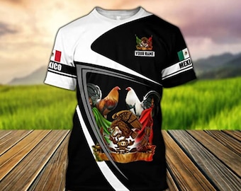 Personalized Rooster Mexico T-shirt, Custom Name Rooster Mexico  Shirt, Gift For Mexican Lovers, Father&#39;s Day Gift, Rooster Shirt For Him