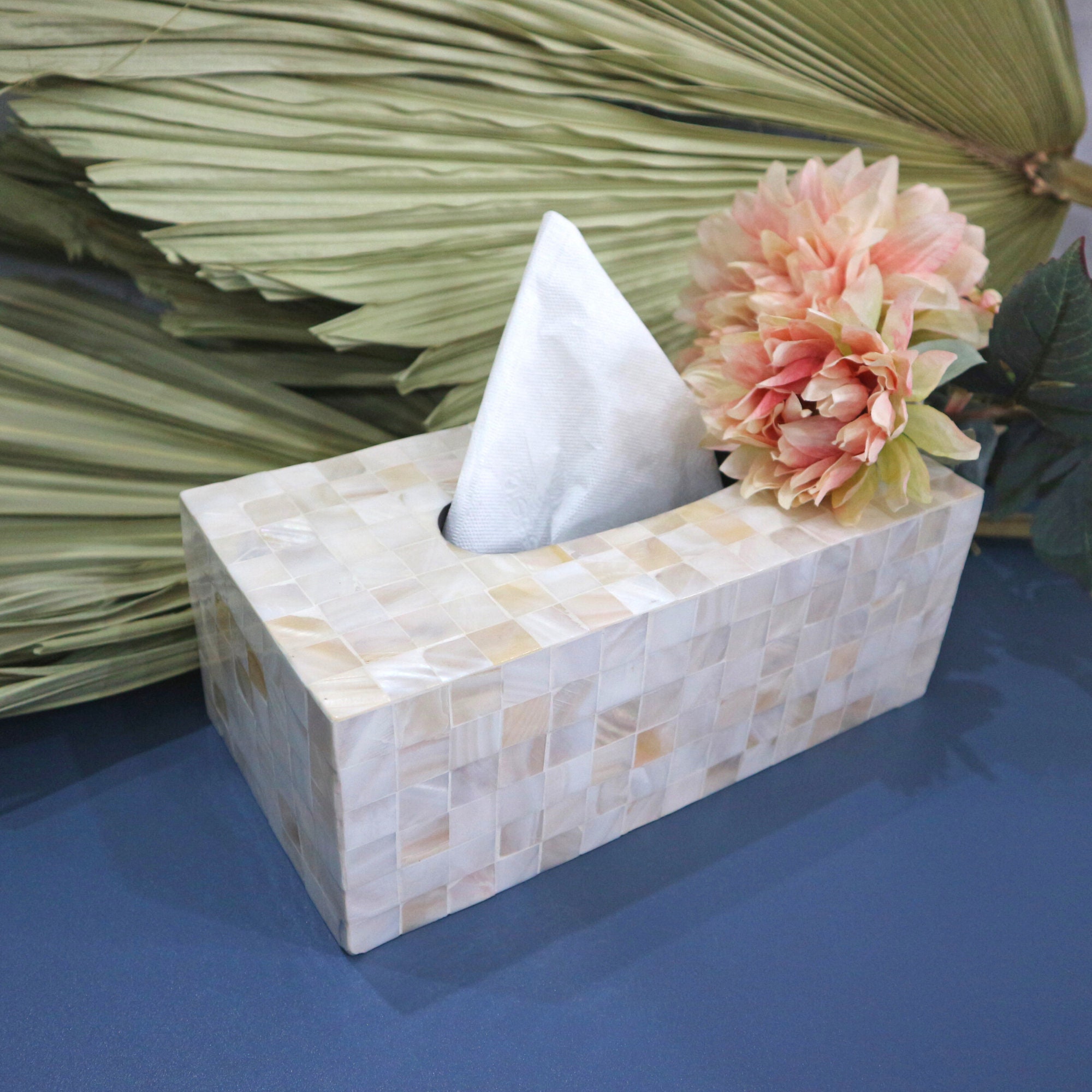 Cubierta de la caja de tejidos Rectángulo Nácar Soporte de | Etsy