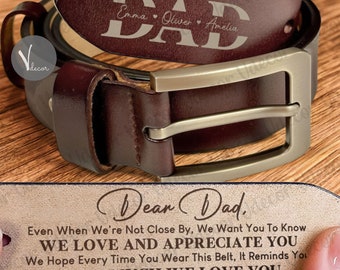 Personalized Engraved Leather Belt for Dad, Customized Handmade Belt- Funny Gift for Daddy, Father's Day Gift, Leather Name Belt for Grandpa