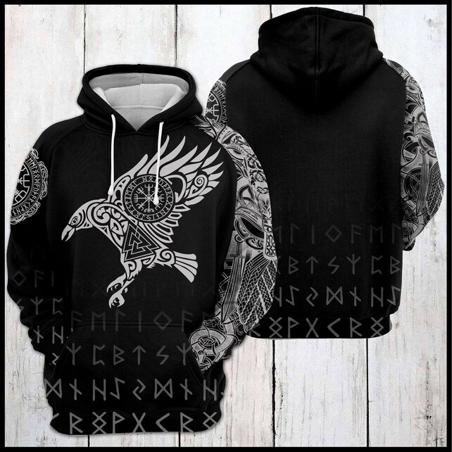Unisex Viking The Raven Of Odin Sweatshirt Hoodie, Viking Hoodie, Viking Sweatshirt, Viking Pullover, Viking Shirt, Raven Of Odin Shirt